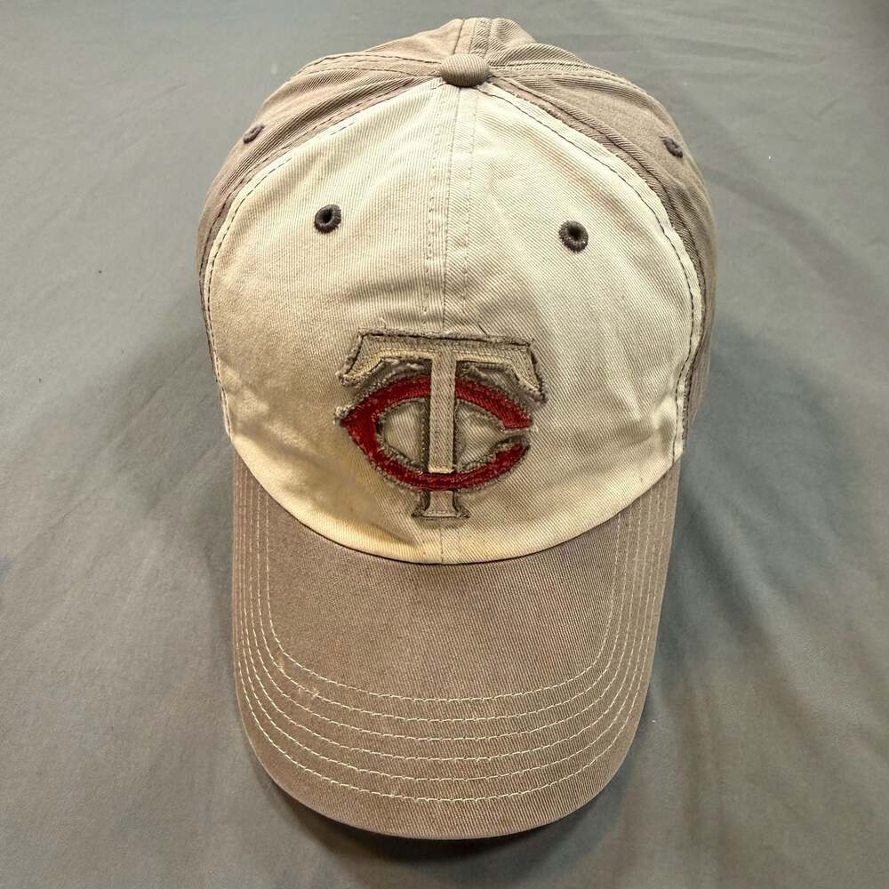 Minnesota Twins MLB Baseball Cap Hat Tan Brown Distressed Adjustable